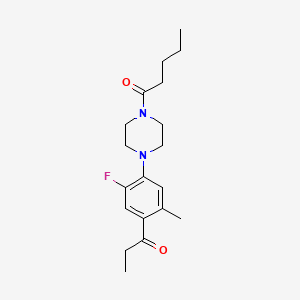 molecular formula C19H27FN2O2 B4845230 1-[5-fluoro-2-methyl-4-(4-pentanoyl-1-piperazinyl)phenyl]-1-propanone 