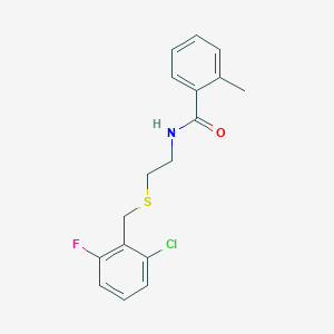 molecular formula C17H17ClFNOS B4845248 N-{2-[(2-chloro-6-fluorobenzyl)thio]ethyl}-2-methylbenzamide 