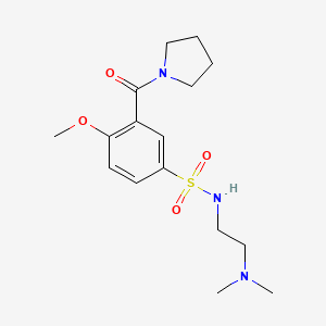 molecular formula C16H25N3O4S B4845264 N-[2-(dimethylamino)ethyl]-4-methoxy-3-(1-pyrrolidinylcarbonyl)benzenesulfonamide 
