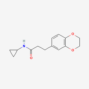 molecular formula C14H17NO3 B4845272 N-cyclopropyl-3-(2,3-dihydro-1,4-benzodioxin-6-yl)propanamide 