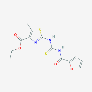 molecular formula C13H13N3O4S2 B4845357 ethyl 2-{[(2-furoylamino)carbonothioyl]amino}-5-methyl-1,3-thiazole-4-carboxylate 