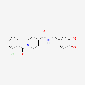 molecular formula C21H21ClN2O4 B4845447 N-(1,3-benzodioxol-5-ylmethyl)-1-(2-chlorobenzoyl)-4-piperidinecarboxamide 