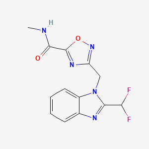 molecular formula C13H11F2N5O2 B4845502 3-{[2-(difluoromethyl)-1H-benzimidazol-1-yl]methyl}-N-methyl-1,2,4-oxadiazole-5-carboxamide 