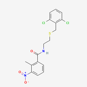 molecular formula C17H16Cl2N2O3S B4845510 N-{2-[(2,6-dichlorobenzyl)thio]ethyl}-2-methyl-3-nitrobenzamide 