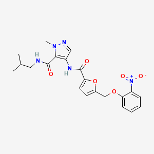 molecular formula C21H23N5O6 B4845536 N-isobutyl-1-methyl-4-({5-[(2-nitrophenoxy)methyl]-2-furoyl}amino)-1H-pyrazole-5-carboxamide 