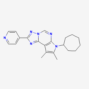 molecular formula C21H24N6 B4845545 7-cycloheptyl-8,9-dimethyl-2-(4-pyridinyl)-7H-pyrrolo[3,2-e][1,2,4]triazolo[1,5-c]pyrimidine 