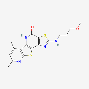 molecular formula C17H18N4O2S2 B4845577 2-[(3-methoxypropyl)amino]-6,8-dimethylpyrido[3',2':4,5]thieno[3,2-b][1,3]thiazolo[4,5-d]pyridin-4(5H)-one 