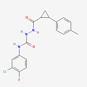 N-(3-chloro-4-fluorophenyl)-2-{[2-(4-methylphenyl)cyclopropyl]carbonyl}hydrazinecarboxamide