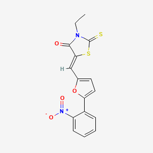 molecular formula C16H12N2O4S2 B4845607 3-ethyl-5-{[5-(2-nitrophenyl)-2-furyl]methylene}-2-thioxo-1,3-thiazolidin-4-one 