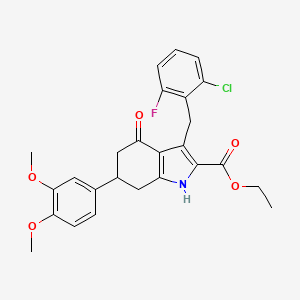 molecular formula C26H25ClFNO5 B4845626 ethyl 3-(2-chloro-6-fluorobenzyl)-6-(3,4-dimethoxyphenyl)-4-oxo-4,5,6,7-tetrahydro-1H-indole-2-carboxylate 