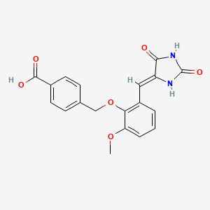 molecular formula C19H16N2O6 B4845664 4-({2-[(2,5-dioxo-4-imidazolidinylidene)methyl]-6-methoxyphenoxy}methyl)benzoic acid 