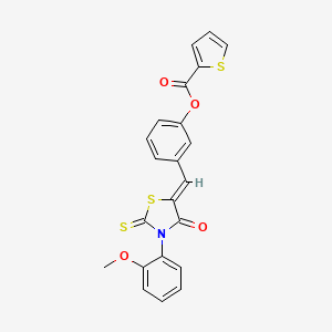 molecular formula C22H15NO4S3 B4845672 3-{[3-(2-methoxyphenyl)-4-oxo-2-thioxo-1,3-thiazolidin-5-ylidene]methyl}phenyl 2-thiophenecarboxylate 