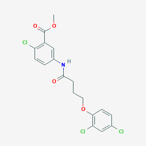 molecular formula C18H16Cl3NO4 B4845676 methyl 2-chloro-5-{[4-(2,4-dichlorophenoxy)butanoyl]amino}benzoate 