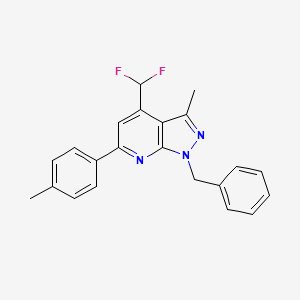 molecular formula C22H19F2N3 B4845677 1-benzyl-4-(difluoromethyl)-3-methyl-6-(4-methylphenyl)-1H-pyrazolo[3,4-b]pyridine 