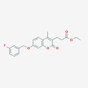 molecular formula C22H21FO5 B4845686 ethyl 3-{7-[(3-fluorobenzyl)oxy]-4-methyl-2-oxo-2H-chromen-3-yl}propanoate 