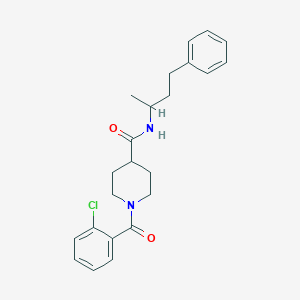 molecular formula C23H27ClN2O2 B4845697 1-(2-chlorobenzoyl)-N-(1-methyl-3-phenylpropyl)-4-piperidinecarboxamide 
