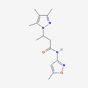 molecular formula C14H20N4O2 B4845722 N-(5-methyl-3-isoxazolyl)-3-(3,4,5-trimethyl-1H-pyrazol-1-yl)butanamide 