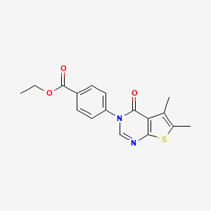 molecular formula C17H16N2O3S B4845727 ethyl 4-(5,6-dimethyl-4-oxothieno[2,3-d]pyrimidin-3(4H)-yl)benzoate 