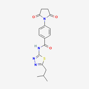 molecular formula C17H18N4O3S B4845736 4-(2,5-dioxo-1-pyrrolidinyl)-N-(5-isobutyl-1,3,4-thiadiazol-2-yl)benzamide 