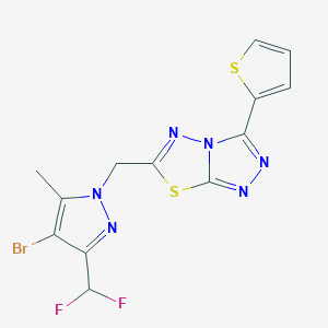molecular formula C13H9BrF2N6S2 B4845744 6-{[4-bromo-3-(difluoromethyl)-5-methyl-1H-pyrazol-1-yl]methyl}-3-(2-thienyl)[1,2,4]triazolo[3,4-b][1,3,4]thiadiazole 