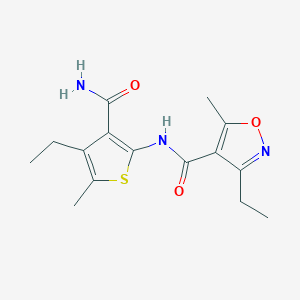 molecular formula C15H19N3O3S B4845753 N-[3-(aminocarbonyl)-4-ethyl-5-methyl-2-thienyl]-3-ethyl-5-methyl-4-isoxazolecarboxamide 