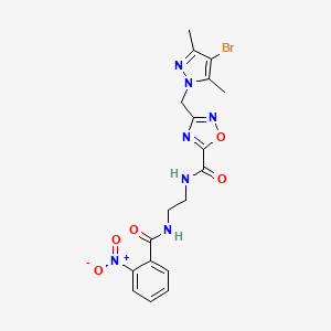 molecular formula C18H18BrN7O5 B4845774 3-[(4-bromo-3,5-dimethyl-1H-pyrazol-1-yl)methyl]-N-{2-[(2-nitrobenzoyl)amino]ethyl}-1,2,4-oxadiazole-5-carboxamide 