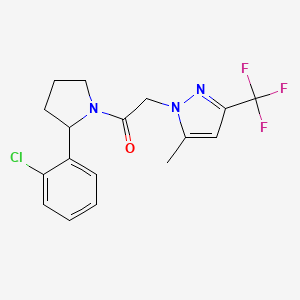 molecular formula C17H17ClF3N3O B4845781 1-{2-[2-(2-chlorophenyl)-1-pyrrolidinyl]-2-oxoethyl}-5-methyl-3-(trifluoromethyl)-1H-pyrazole 
