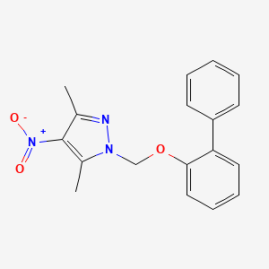 molecular formula C18H17N3O3 B4845801 1-[(2-biphenylyloxy)methyl]-3,5-dimethyl-4-nitro-1H-pyrazole 