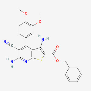 molecular formula C24H20N4O4S B4845803 benzyl 3,6-diamino-5-cyano-4-(3,4-dimethoxyphenyl)thieno[2,3-b]pyridine-2-carboxylate 