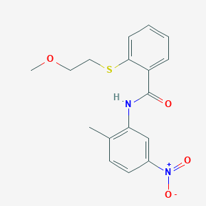 molecular formula C17H18N2O4S B4845826 2-[(2-methoxyethyl)thio]-N-(2-methyl-5-nitrophenyl)benzamide 