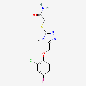 molecular formula C12H12ClFN4O2S B4845828 2-({5-[(2-chloro-4-fluorophenoxy)methyl]-4-methyl-4H-1,2,4-triazol-3-yl}thio)acetamide 