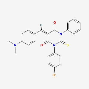 molecular formula C25H20BrN3O2S B4845842 1-(4-bromophenyl)-5-[4-(dimethylamino)benzylidene]-3-phenyl-2-thioxodihydro-4,6(1H,5H)-pyrimidinedione 