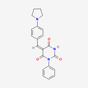 molecular formula C21H19N3O3 B4845846 1-phenyl-5-[4-(1-pyrrolidinyl)benzylidene]-2,4,6(1H,3H,5H)-pyrimidinetrione 