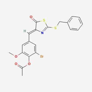molecular formula C20H16BrNO4S2 B4845891 4-{[2-(benzylthio)-5-oxo-1,3-thiazol-4(5H)-ylidene]methyl}-2-bromo-6-methoxyphenyl acetate 