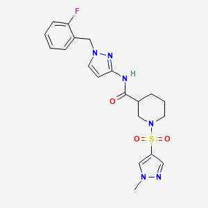 molecular formula C20H23FN6O3S B4845900 N-[1-(2-fluorobenzyl)-1H-pyrazol-3-yl]-1-[(1-methyl-1H-pyrazol-4-yl)sulfonyl]-3-piperidinecarboxamide 
