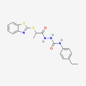 molecular formula C19H20N4O2S2 B4845938 2-[2-(1,3-benzothiazol-2-ylthio)propanoyl]-N-(4-ethylphenyl)hydrazinecarboxamide 