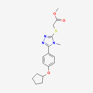molecular formula C17H21N3O3S B4845996 methyl ({5-[4-(cyclopentyloxy)phenyl]-4-methyl-4H-1,2,4-triazol-3-yl}thio)acetate 