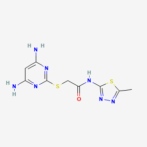 molecular formula C9H11N7OS2 B4846018 2-[(4,6-diamino-2-pyrimidinyl)thio]-N-(5-methyl-1,3,4-thiadiazol-2-yl)acetamide 