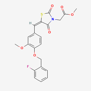 molecular formula C21H18FNO6S B4846028 methyl (5-{4-[(2-fluorobenzyl)oxy]-3-methoxybenzylidene}-2,4-dioxo-1,3-thiazolidin-3-yl)acetate 