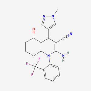 molecular formula C21H18F3N5O B4846052 2-amino-4-(1-methyl-1H-pyrazol-4-yl)-5-oxo-1-[2-(trifluoromethyl)phenyl]-1,4,5,6,7,8-hexahydro-3-quinolinecarbonitrile 