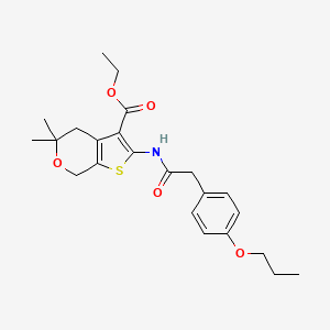 molecular formula C23H29NO5S B4846089 ethyl 5,5-dimethyl-2-{[(4-propoxyphenyl)acetyl]amino}-4,7-dihydro-5H-thieno[2,3-c]pyran-3-carboxylate 