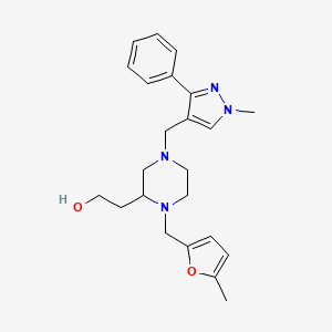 molecular formula C23H30N4O2 B4846108 2-{1-[(5-methyl-2-furyl)methyl]-4-[(1-methyl-3-phenyl-1H-pyrazol-4-yl)methyl]-2-piperazinyl}ethanol 