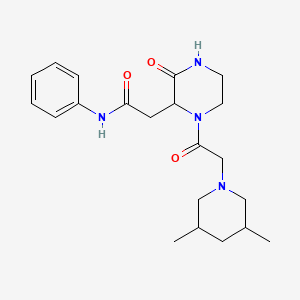 molecular formula C21H30N4O3 B4846110 2-{1-[(3,5-dimethyl-1-piperidinyl)acetyl]-3-oxo-2-piperazinyl}-N-phenylacetamide 