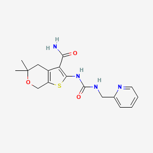 molecular formula C17H20N4O3S B4846149 5,5-dimethyl-2-({[(2-pyridinylmethyl)amino]carbonyl}amino)-4,7-dihydro-5H-thieno[2,3-c]pyran-3-carboxamide 