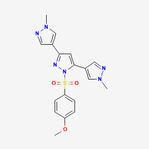 molecular formula C18H18N6O3S B4846187 1'-[(4-methoxyphenyl)sulfonyl]-1,1''-dimethyl-1H,1'H,1''H-4,3':5',4''-terpyrazole 