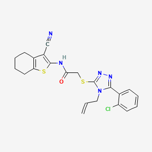 molecular formula C22H20ClN5OS2 B4846297 2-{[4-allyl-5-(2-chlorophenyl)-4H-1,2,4-triazol-3-yl]thio}-N-(3-cyano-4,5,6,7-tetrahydro-1-benzothien-2-yl)acetamide 