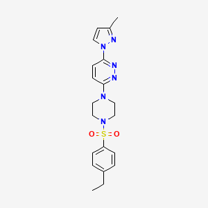 molecular formula C20H24N6O2S B4846300 3-{4-[(4-ethylphenyl)sulfonyl]-1-piperazinyl}-6-(3-methyl-1H-pyrazol-1-yl)pyridazine 