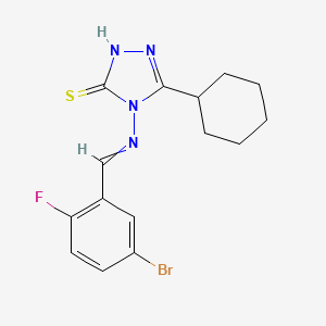 molecular formula C15H16BrFN4S B4846303 4-[(5-bromo-2-fluorobenzylidene)amino]-5-cyclohexyl-4H-1,2,4-triazole-3-thiol 