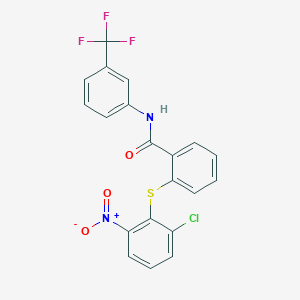molecular formula C20H12ClF3N2O3S B4846346 2-[(2-chloro-6-nitrophenyl)thio]-N-[3-(trifluoromethyl)phenyl]benzamide 