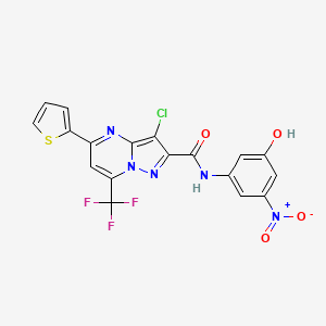 molecular formula C18H9ClF3N5O4S B4846384 3-chloro-N-(3-hydroxy-5-nitrophenyl)-5-(2-thienyl)-7-(trifluoromethyl)pyrazolo[1,5-a]pyrimidine-2-carboxamide 